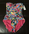 NWT Anne Cole Twist Front Shirred One Piece Swimsuit Womens Size 6 Fruit $110G12