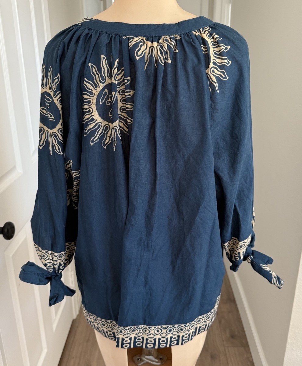 Natalie Martin Bohemian Style Cotton Sun Blouse Size Medium View 4