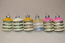 Lot Vintage Glass Assorted Mica BARREL Drop Christmas Ornaments Shiny Brite