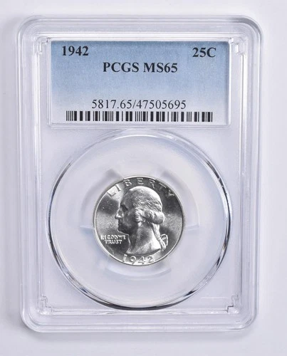 MS65 1942 Washington Quarter 25c PCGS Blue Lbl *8685