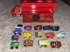 Lot Disney Pixar Cars Mini Racers Diecast  Mack Truck Hauler Storage Case