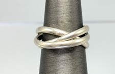 Sterling Silver Triple Interlocking Bands Ring - Sz 4.75