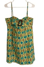 Nine West Size 12 Retro Mod Sundress Geometric Print A Line Buckle Detail