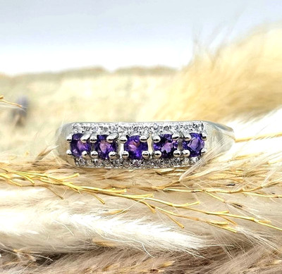 Elegant Amethyst Gemstone Adjustable Ring