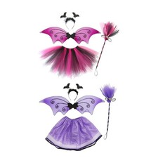 Halloween Bat Costume Bat Wing Tutus Skirt Bat Headbands Magic Wands for Kid