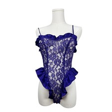 Victoria's Secret Vintage 80s Deadstock Purple French Cut Lace Lingerie Teddy S