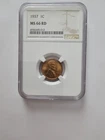 1937 P MS66 RD LINCOLN WHEAT PENNY/CENT GRADED NGC 1C S MINT COPPER COIN