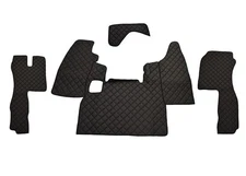 4pcs Black Eco Leather Floor Mats + Engine Cover for Scania L Truck Lefthdrive