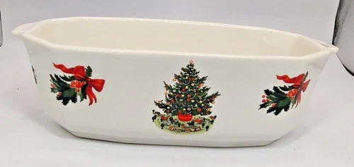 Pfaltzgraff Christmas Heritage Mini Loaf Pan Multi-Sided Stoneware 8" Miniature