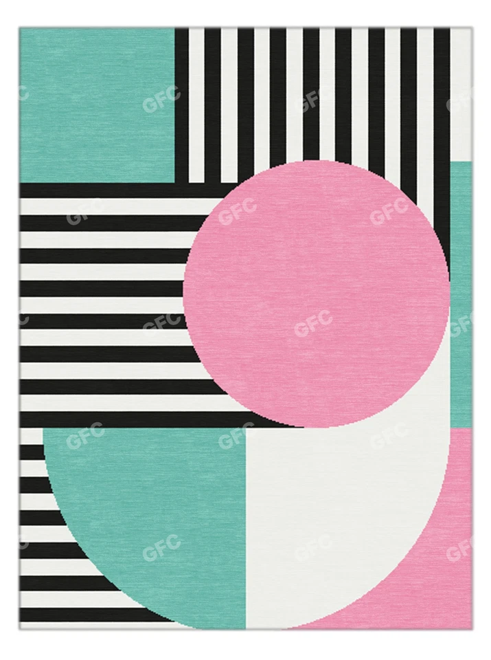 Baby pink&blue 8x10 Area Tufted rug woolen Area Rug Hand tufted Rug For Any Room - Image 4 of 4