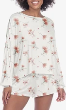 Honeydew Women's Floral Pattern 2 Piece Pajama Set (Ivory, X-Small)