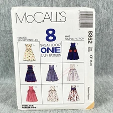 McCalls 8352 Loose Jumper Dress Sleeveless Childrens 4 6 Sewing Pattern Easy