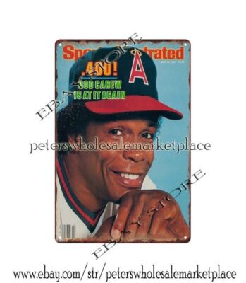 garden reproductions for home 1983 baseball Rod Carew metal tin sign