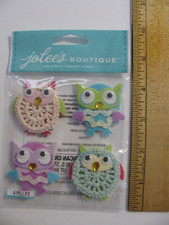 Jolee's CUTESY OWLS Dimensional Embellishments 4 Pieces NOS