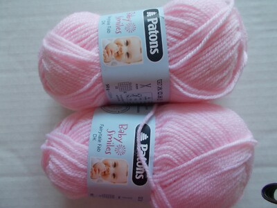 Patons Baby Smiles Fairytale Fab DK yarn, Pink Blossom, lot of 2 (146 yds ea)
