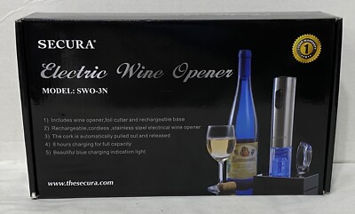 Secura Electric Wine Opener Automatic Electric Wine Bottle Corkscrew With Stand