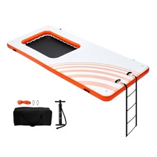 Inflatable Floating Dock 15x6.5FT Water Dock Platform with 4*6FT Mesh Pool