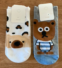 Children  s Graphic Print Bear Ankle Socks New with Tags