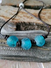 Sea Glass Necklace Chunky Powder Glass BOLD Adjustable BEACHY Men Women Teen