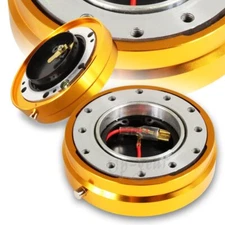 Universal Gold 6 Hole Steering Wheel 1" Thin Quick Release Short Adapter Kit