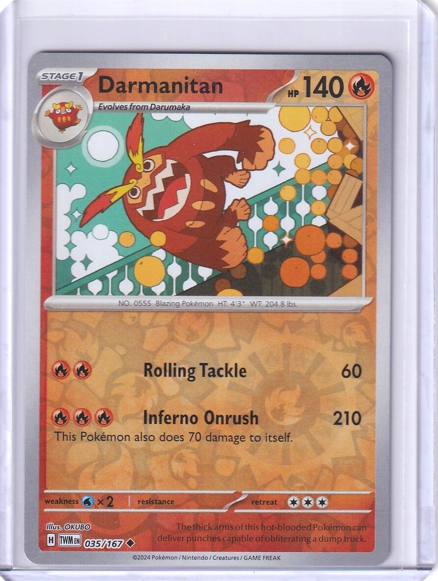 Darmanitan Reverse Holo #35 Pokemon Twilight Masquerade 2024 TCG
