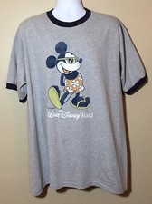Walt Disney World Mickey Mouse Ringer Tee Shirt Size XL Gray