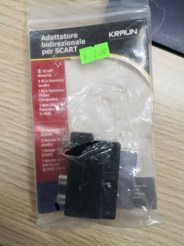 ADATTATORE BIDIREZIONALE IN-OUT SCART RCA STEREO + VIDEO COMPOSITO + S-VIDEO