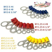 50/100PCS Insulated Ring Crimp Electrical Wire Terminals Connectors 22-10AWG