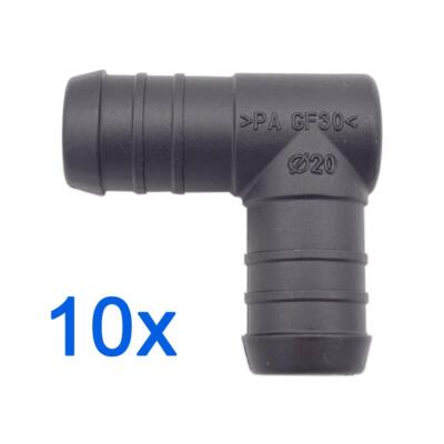 10 x YOU.S Schlauchverbinder Zwischenstück RGV Ø 20 mm 90° Winkel - L Form