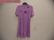 Stain, Hilinker Women's Purple Distressed Short Sleeve Romper, Size L X0038AHQWF