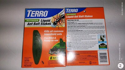2 Pack TERRO Outdoor Liquid Ant Killer 8 Bait Stakes Ready To Use T1813