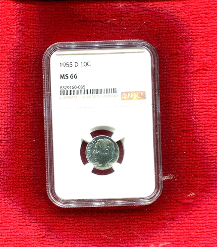 ROOSEVELT 10 CENTS 1955 D NGC MS 66 NR 12.50