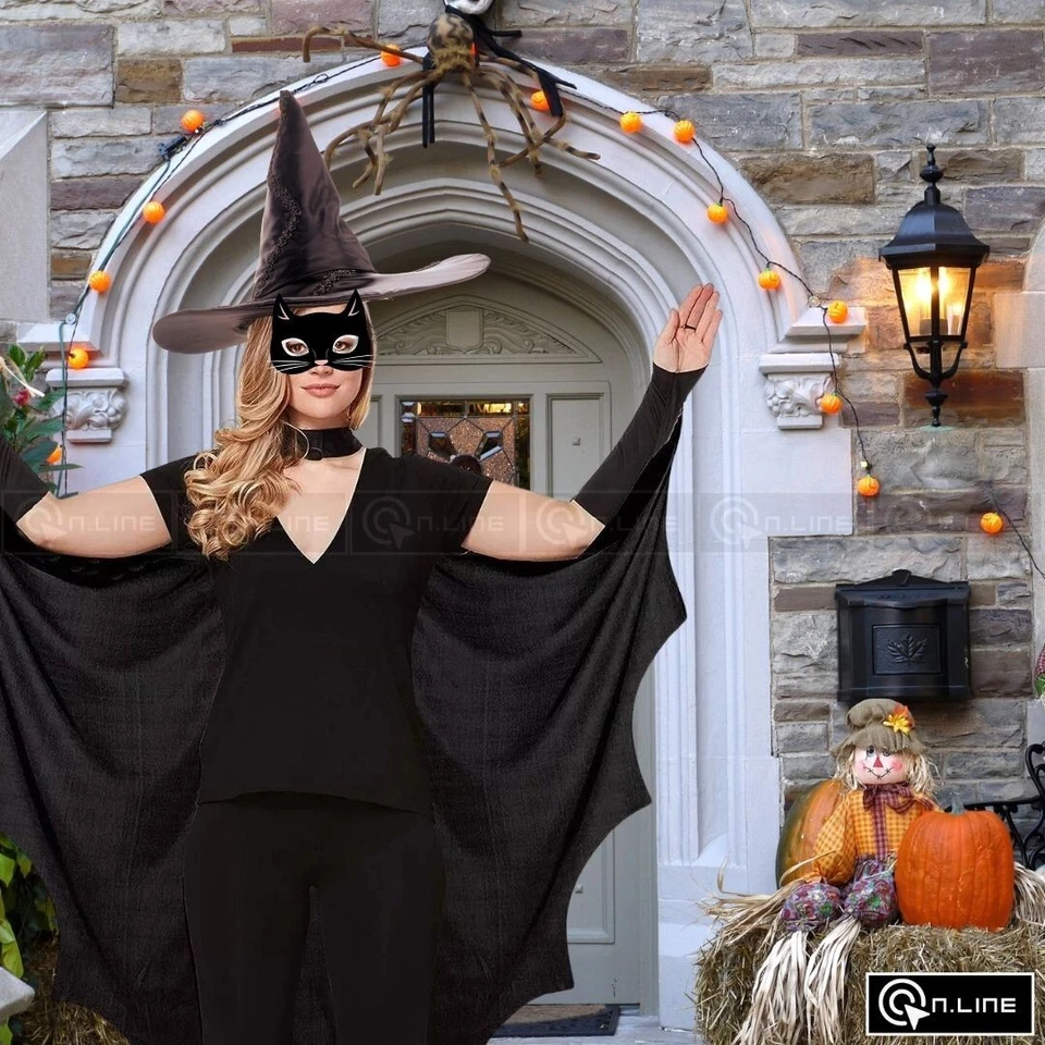 Disfraz de murciélago vampiro murciélago esqueleto Halloween vestido elegante capa de murciélago damas adultos Reino Unido Foto 4 de 4