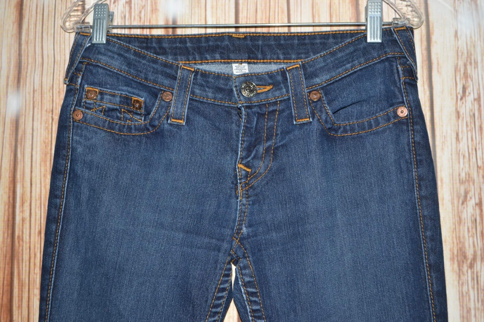 True Religion Women's Skinny Straight No Pocket Flaps Blue Jeans Sz 29x32 thumbnail 5