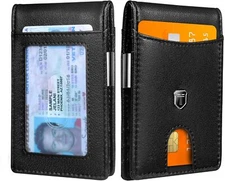 Toughergun Slim Wallet for Men Wallet with Money Clip RFID Wallet with ID Window