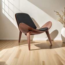 Mid Century Hans Wegner Tripod Shell Lounge Chair Three-Legged Accent Chair New