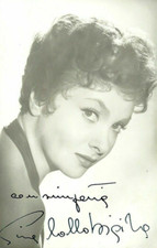 GINA LOLLOBRIGIDA Original Autogramm signierte Postkarte 50er Jahre Tinte