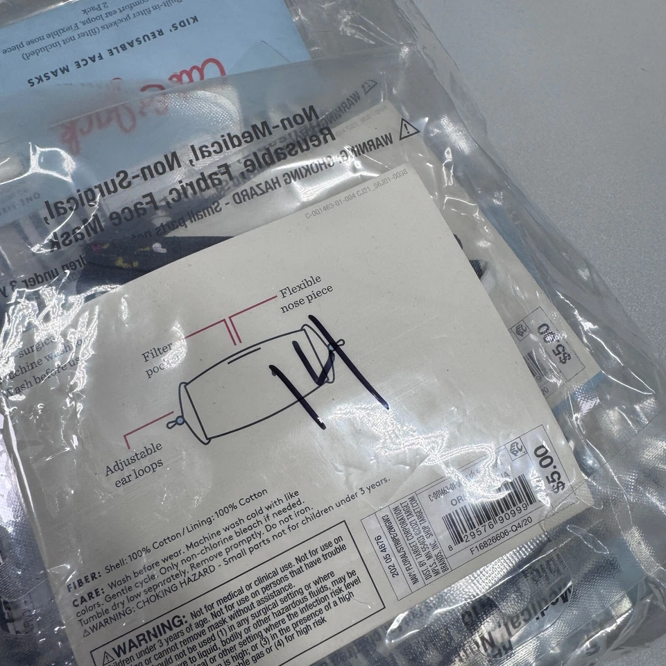 Kids' Lot of 2pks # 4 Distsy Flora Striped Mask - Cat & Jack . Navy Lot Of 14 - Image 2 of 4