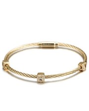 women's cable stainless steel bangle bracelet
