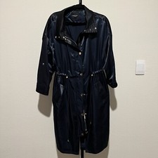 Marciano Navy Satin Trench Coat - Marciano W/ Adjustable Waist | Size 40/ Us 8