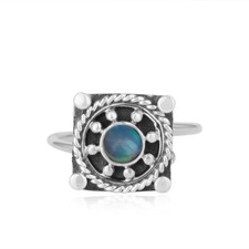 Ethiopian Opal Gemstone Vintage Designer 925 Silver Oxidized Ring Jewelry