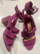 Brian Atwood Caged Heel Pink Suede Ankle Strap sexy Shoes 9.5M