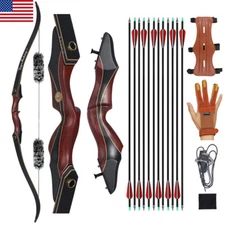 RH 60" Takedown Recurve Bow 25-50lbs Wooden Bow Riser for Archery Hunting Target