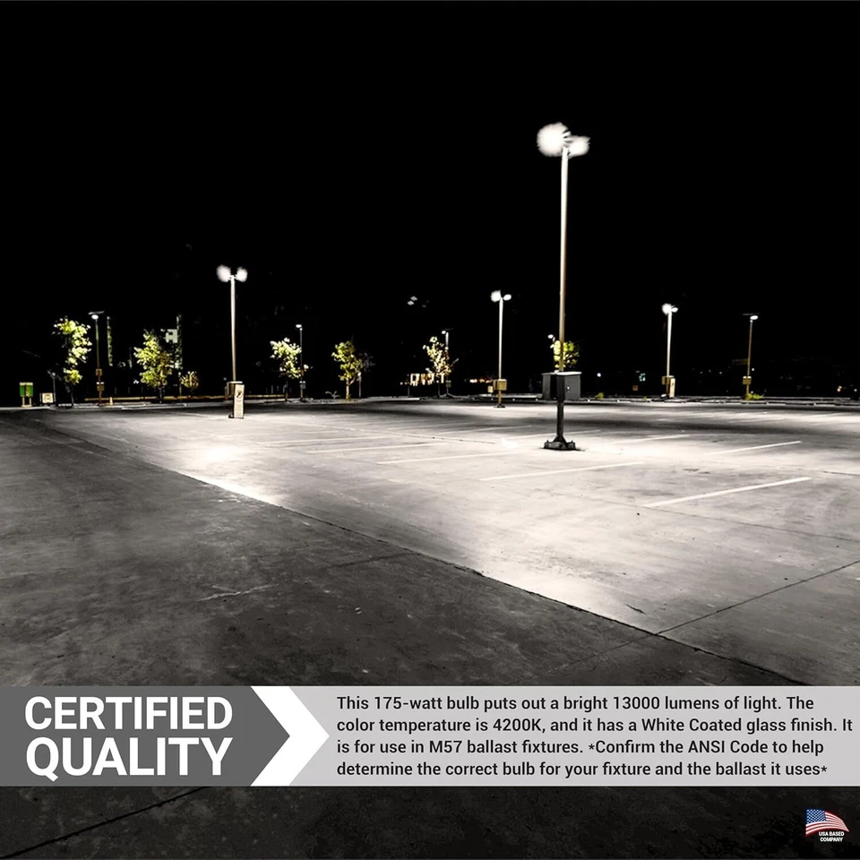 2Pack 175W Metal Halide ED17, E26, Probe Start, HID Elliptical, 4200K, 13000LM - Image 3 of 4