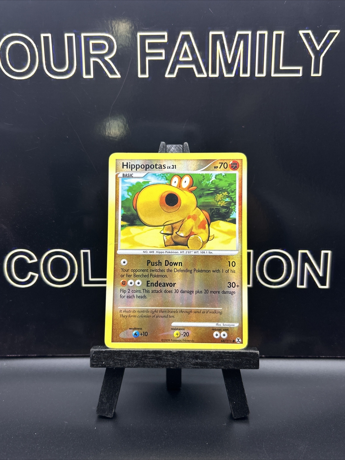 Pokémon Hippopotas Reverse Holo 64/111 RR Rising Rivals LP 2009