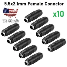x10 CCTV Camera DC Power Female to Female Jack Adapter 2.1x5.5mm Connector