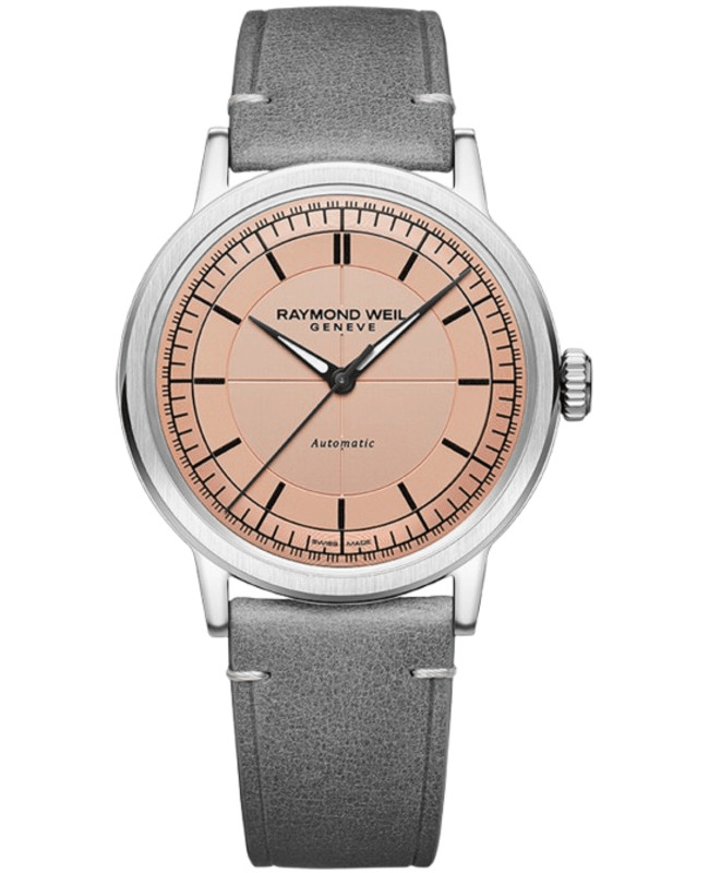 Новые мужские часы Raymond Weil Millesime с автоматическим циферблатом цвета лосося 2925-STC-80001