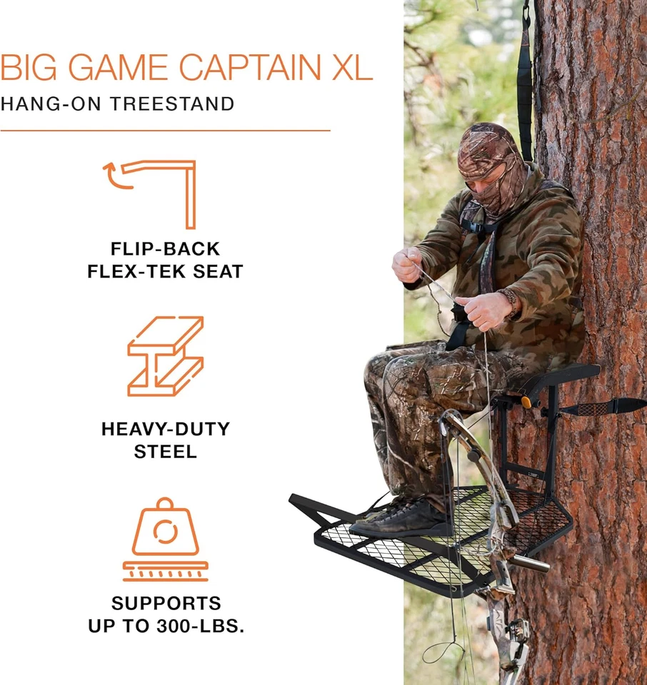 Big Game Captain XC Hang-On Treestand, Lightweight Steel Construction, 14 X 8 In - Image 2 of 4