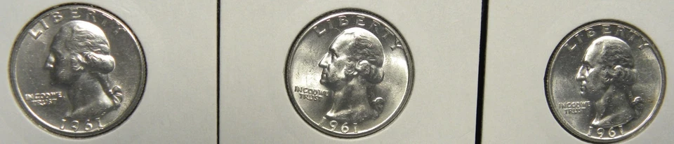 1961-P WASHINGTON SILVER QUARTERS 90% SILVER LOT OF 5-90% SILVER BU COINS - Image 3 of 4