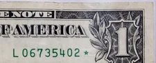 $1 Bill Series 2017A STAR Note - L 06735402 * - 500K RUN SIZE